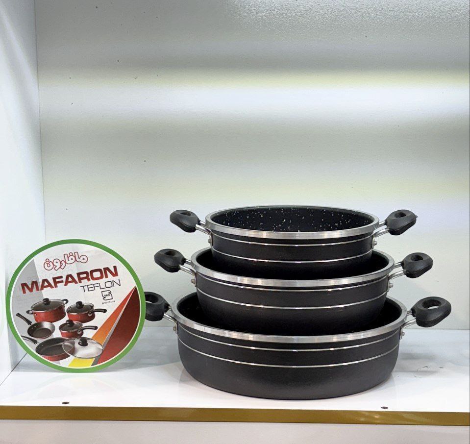 🔱سه تابه دو دسته طرح چدن گرانیتی مافارون ویژه